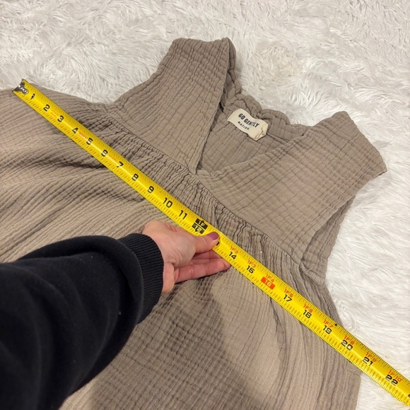 Go Gently Organic WOMEN'S MUSLIN GAUZE FROCK tan dress size Large - Picture 6 of 13